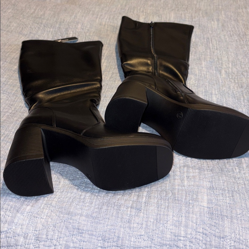Athlefit Black Knee High Platform Boots - Picture 7 of 12